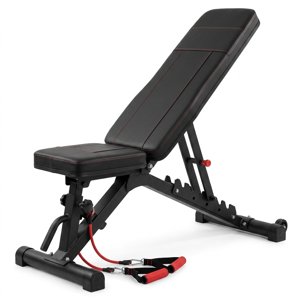Banc de musculation pliable Hardset 5 positions sur fond blanc