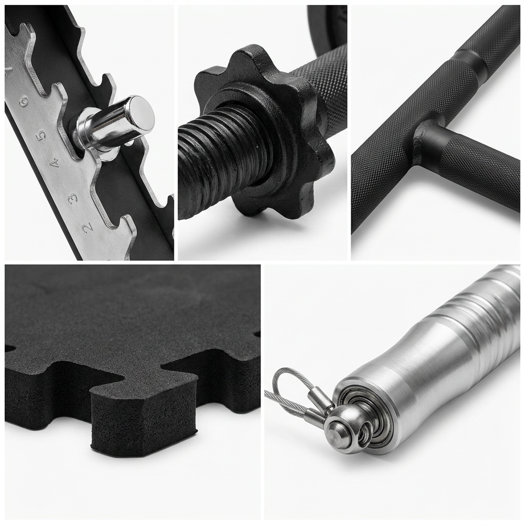 Gros plan sur les 5 produits du Pack Home Gym Complet Hardset