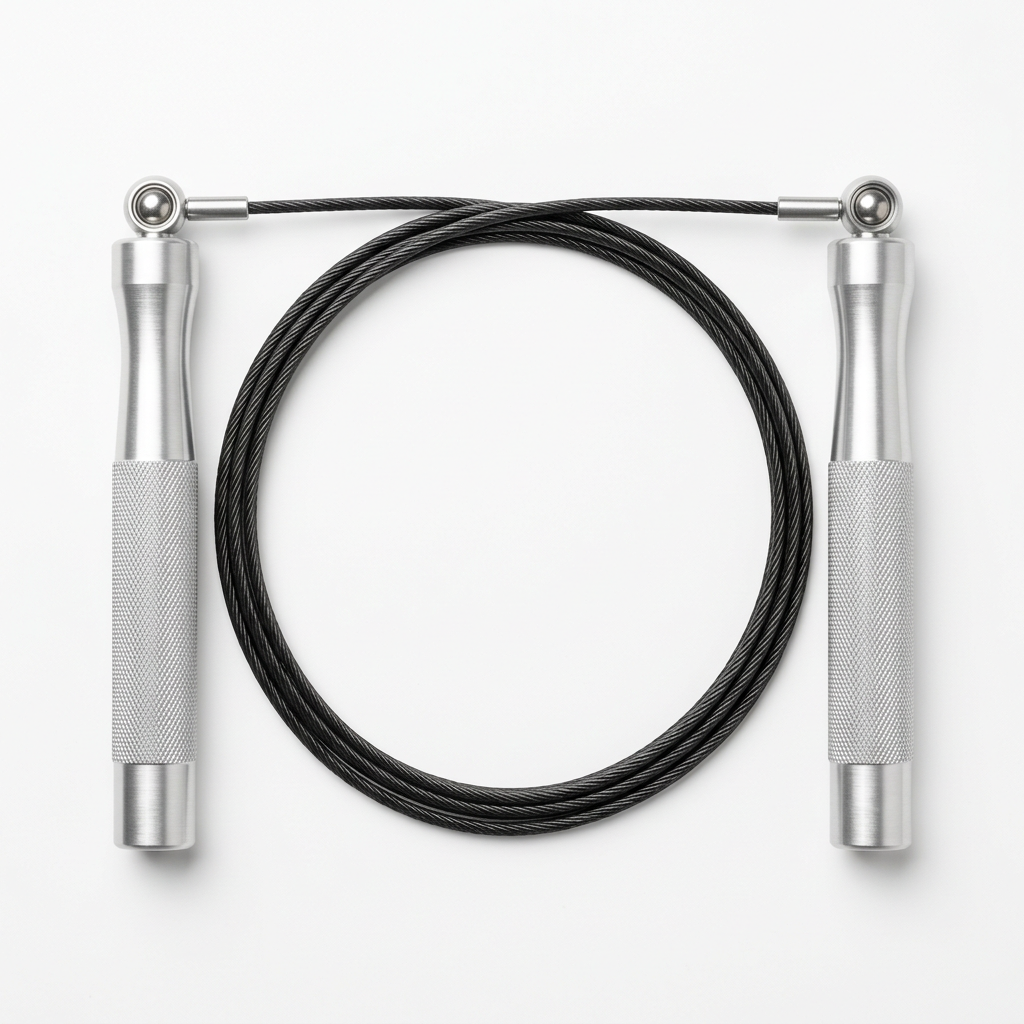 Corde à sauter professionnelle Hardset poignées aluminium sur fond blanc