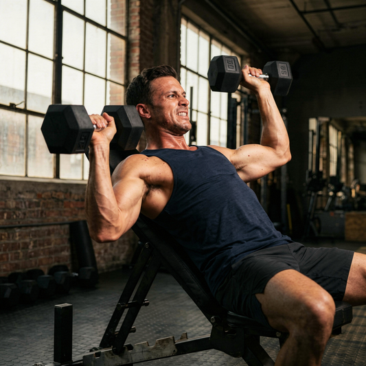Entraînement sur banc de musculation pliable Hardset dans un appartement