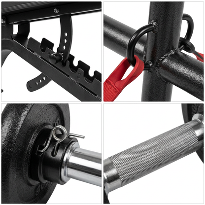 Détails du Pack Force Hardset — mécanisme banc, système de réglage haltères