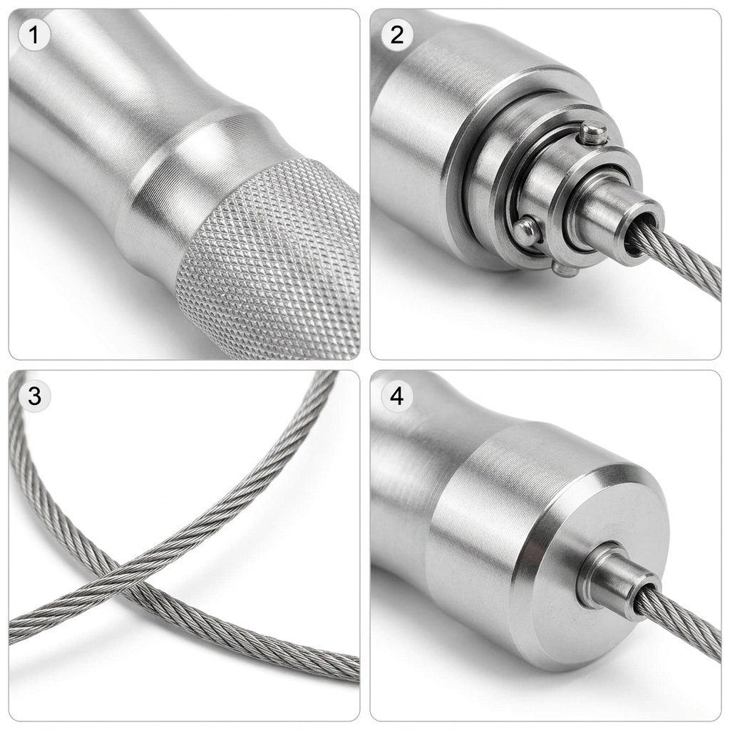 Roulement à billes et poignée en alliage d'aluminium de la corde à sauter Hardset
