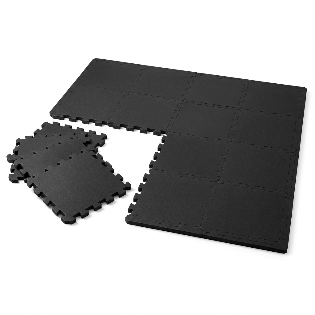 Tapis puzzle antidérapant Hardset 16 dalles mousse haute densité sur fond blanc